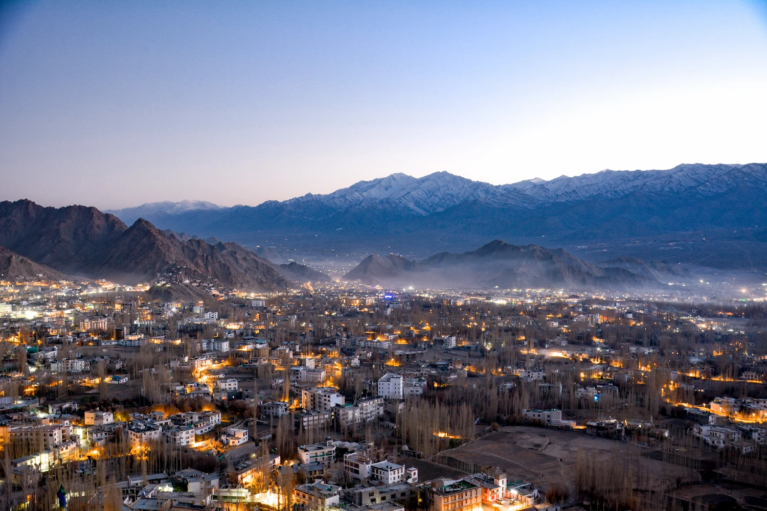 Leh City Night View with Illuminated Streets | Best Ladakh Tour Packages 2026